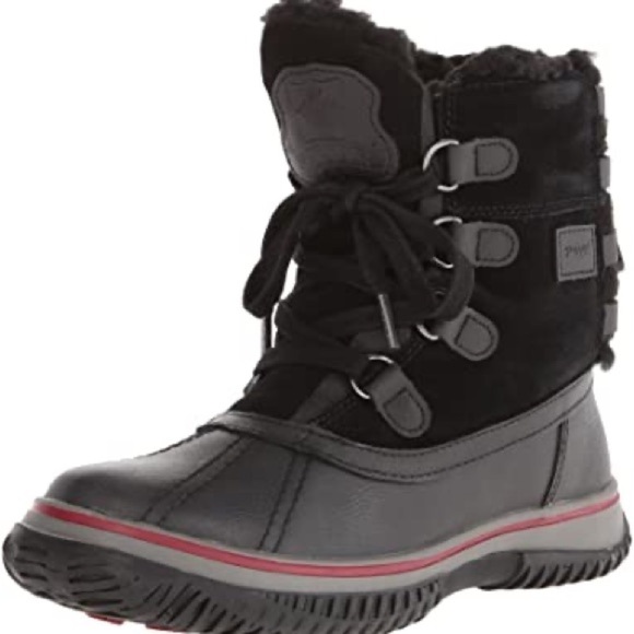 PAJAR ICELAND - WATERPROOF BLACK/GREY LEATHER/SUEDE SHORT PILE-LINED WINTER BOOT - Picture 1 of 9